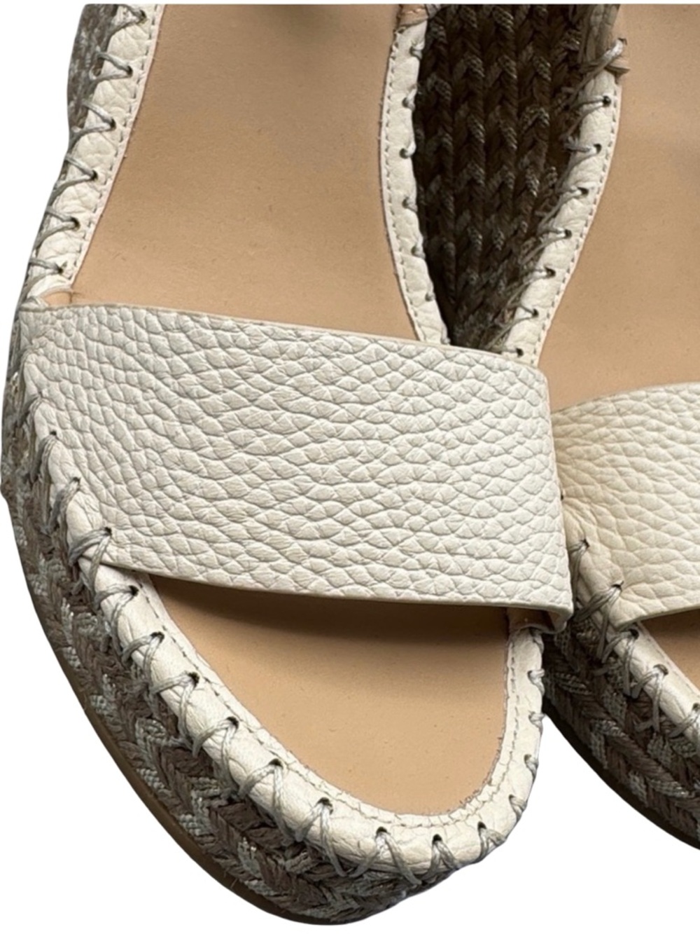 Valentino Garavani Ivory and Gold Studded Wedge Sandals - Picture 3 of 9